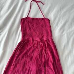 Elegant Pink Halter Dress